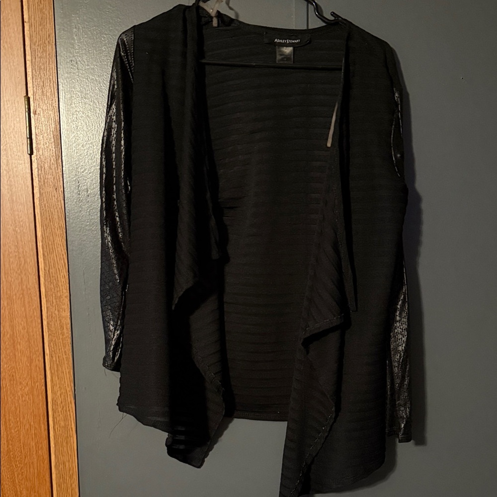 Ashley Stewart Black Open-Front Cardigan